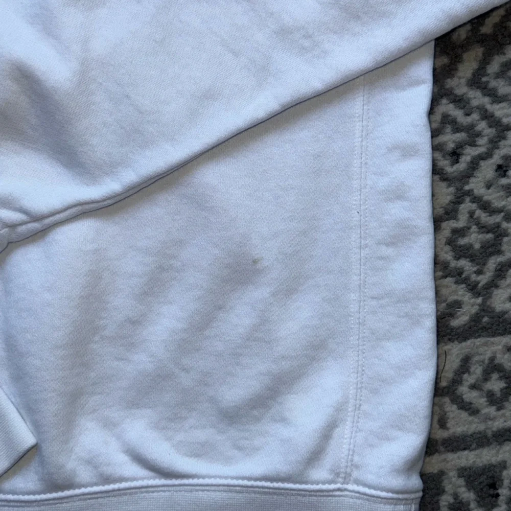 Nike White Hoodie with Black Embroidered Logo Men’s M Good Condition with Hole - Picture 6 of 11